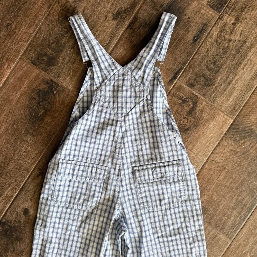 Old Navy Vintage Kids Cottagecore Plaid Bib Overalls,Blue White, 12